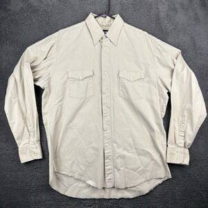 Vintage Wrangler Shirt Men 17 Cowboy Cut X-Long Tails Single‎ Stitch USA